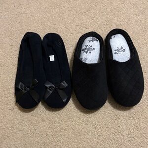 Two Pair Black Slippers